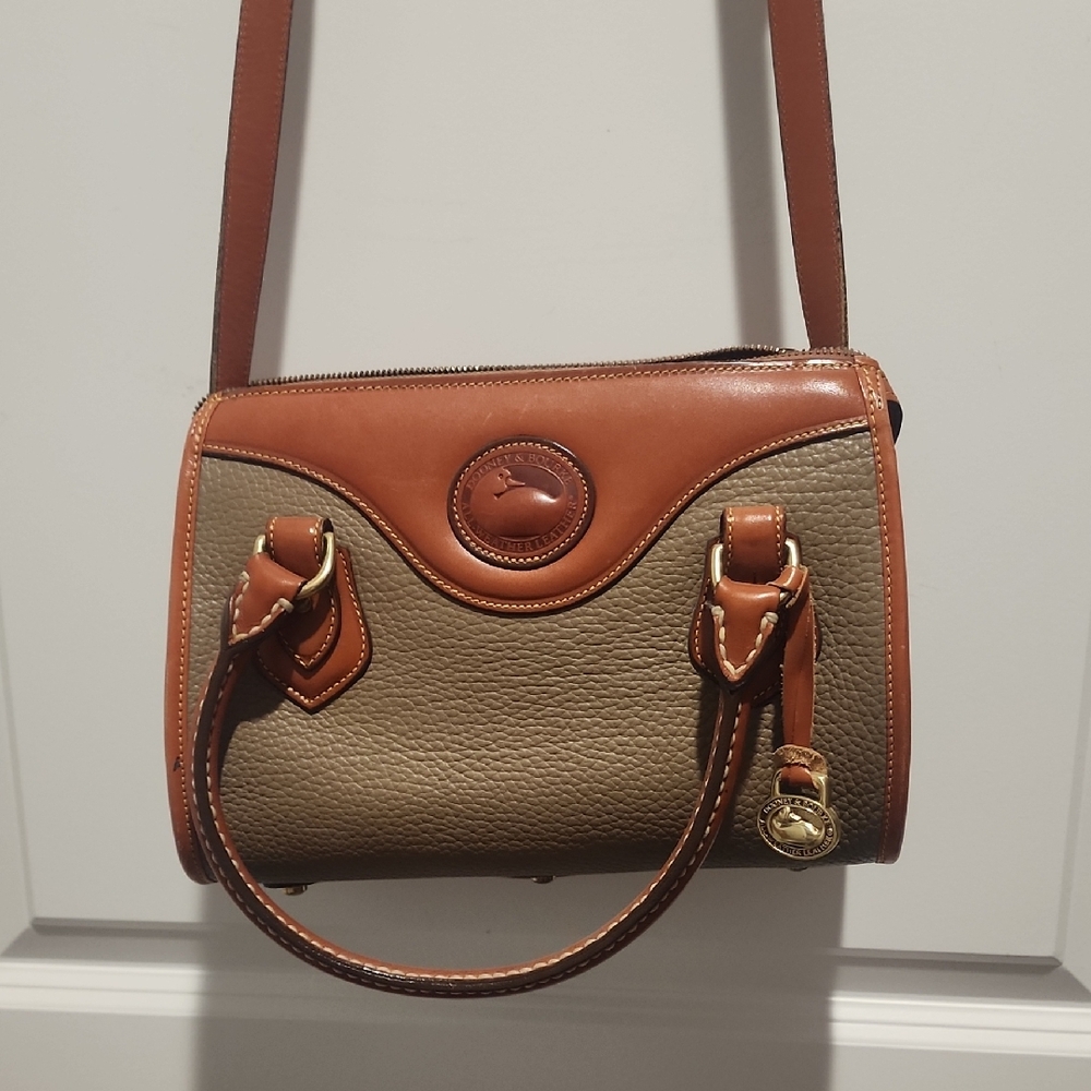 Vintage Dooney & Bourke Tan and Brown Leather Satchel